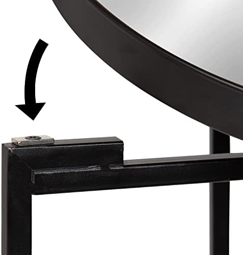 Kate and Laurel Celia Round Metal Foldable Accent Table with Mirror Tray Top, Black - Image 6