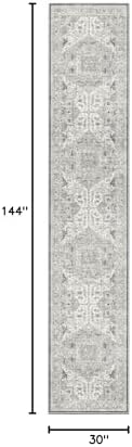 Madane Hallway Runner Rug 2'6''x12' Kitchen Runners Vintage, Ivory/Brown - Image 2