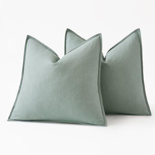 MIULEE Decorative Linen Pillow Covers 20x20 Inch Aqua Green - Image 6