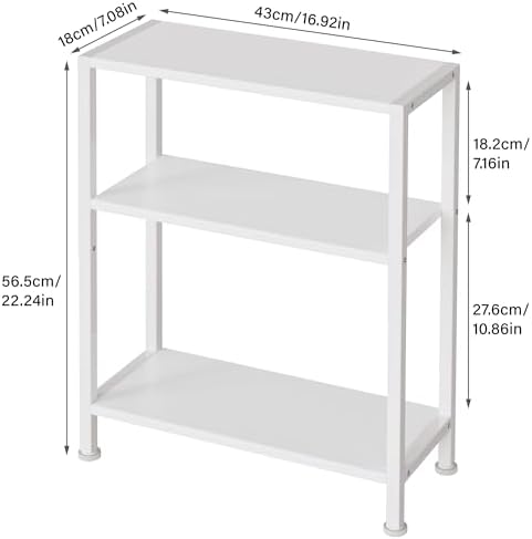 3-Tier Side Table Set of 2, Small End Table, Sofa Side Table for Narrow Spaces, Slim End Table, Nightstand Table, for Living Room Bedroom Office, White - Image 3
