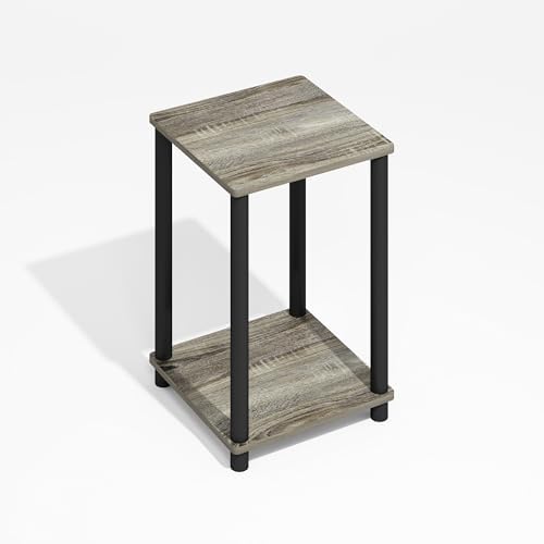 Furinno Modern Toolless 2-Tier Side Table, Open Shelf, Grey Oak - Image 5