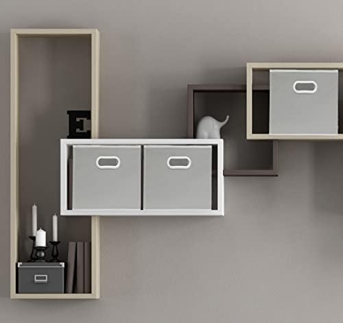 Simple Houseware 11-Inch Foldable Cube Storage Bins with Handles, Gray - Image 4