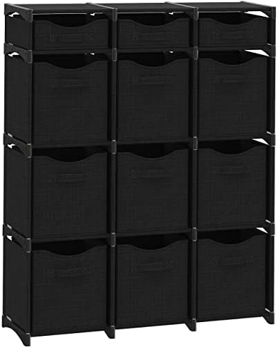 Cube Storage Organizer with Storage Bins Included - The Perfect Closet Organizers and Storage Solution. Includes 12 Storage Cubes, Great For Toy Storage, Closet Storage, Clothes Storage (Black) by Neaterize
