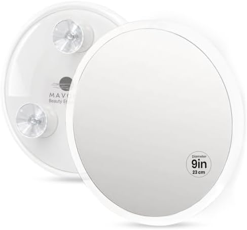 Mavoro 9" Acrylic Shower Mirror | 3 Suction Cups | Non-Magnified | Clear by Mavoro