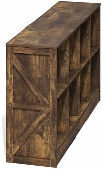 Furinno Jensen Book Shelf, 8-Cube Farmhouse Bookshelf, Display Bookcase, 11.8 x 47.6 x 26.8, for Living Room, Bedroom, Home Office, Amber Pine - Image 6