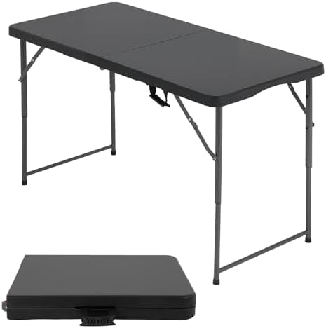 FDW | 4FT Folding Table | Black | Portable Plastic Table by FDW