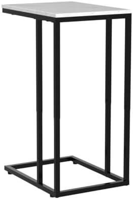 C Shaped Side Table Set of 2, Marble End Table for Sofa and Bed, Couch Table That Slide Under, Snack Side Table for Living Room, Bedroom or Small Spaces, White and Black - Image 4