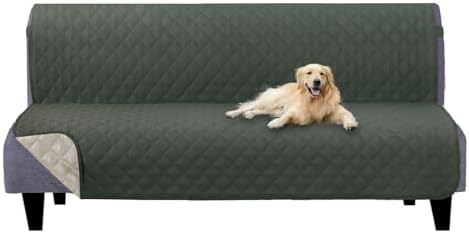 U-NICE HOME Futon Sofa Covers 68''Armless Couch Cover, Grey/Beige by U-NICEHOME
