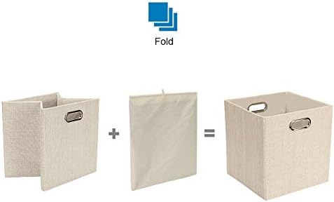Posprica Collapsible Storage Cubes,11×11×11 Fabric Storage Bins Containers Drawers,4pcs, Beige - Image 3