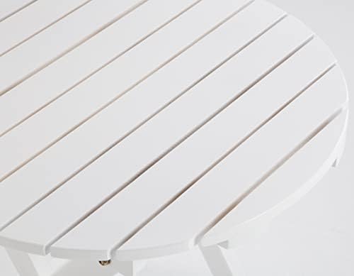 Outdoor Small Table, Round Folding Wooden Patio Side Table Furniture End Table for Adirondack Chair, Balcony, Porch, No Assembly Required, White - Image 6