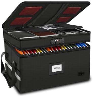 Large Fireproof Document Box with Lock, 2 Layer File Storage Organizer Box by Laktru