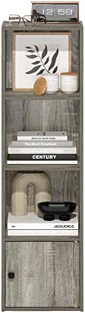 Furinno Luder Shelf Bookcase with 1 Door Storage Cabinet, French Oak - Image 6