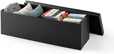 Otto & Ben Folding Chest with Memory Foam Seat Tufted Faux Leather Trunk Bedroom Ottomans Bench End Table, 45 Inch, Black - Image 5