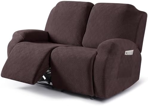 VANSOFY Oversized Stretch Recliner Loveseat Cover, Dark Coffee, 2 Seater by VANSOFYFURNITURECOVERS
