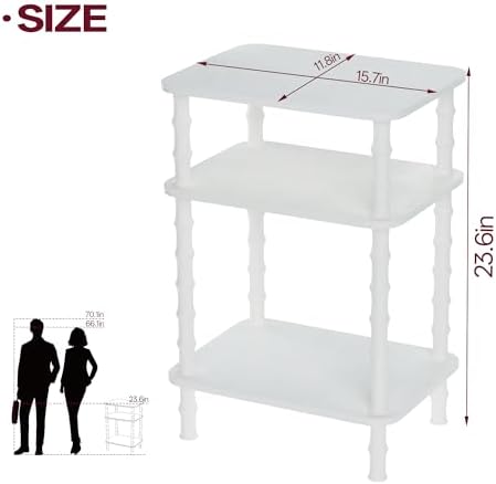 Side Table,Living Room End Tables with 3-Tier,Small Nightstand Table for Small Spaces,Sofa Side,Bedside, Bathroom,Coffee Table,Modern Bedside Table,Stable Frame,Easy Set Up (White) - Image 3