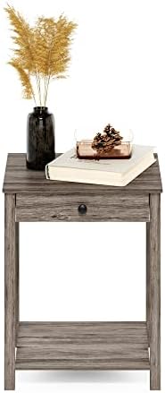 Furinno Classic Side Table with Drawer, 1 Pack, Rustic Oak - Image 4
