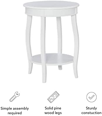 Powell Furniture Powell Round Shelf, White Table, 18" x 18" x 22" Tall - Image 5