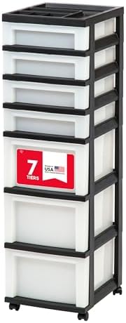 IRIS USA 7-Drawer Rolling Storage Cart, Black/Pearl by IRISUSA