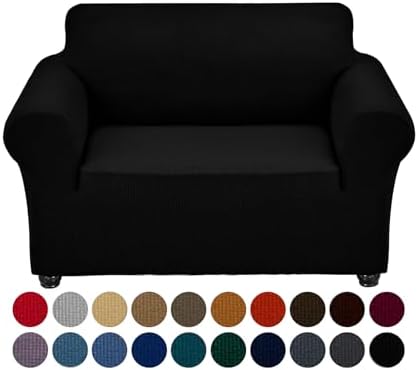 Joccun Stretch Chair Couch Cover,1-Piece Sofa Slipcover Spandex Jacquard Fabric Sofa Covers with Elastic Bottom,Washable Furniture Protector for Dogs,Cats,Kids(Armchair,Wide 35" - 55",Black) by Joccun