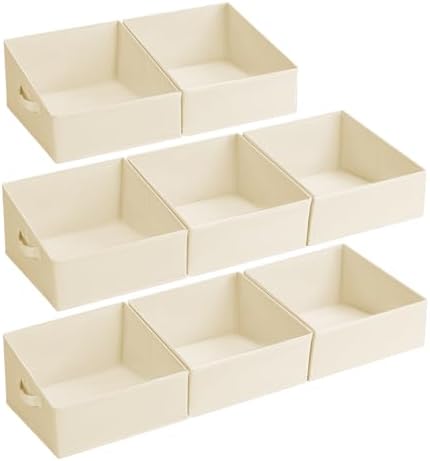 DIMJ Closet Storage Bins 8 Pack - Fabric Trapezoid Closet Organizer Bin, Foldable Storage Baskets for Shelves, Closet Shelf Organizer, Clothing Storage Box for Toys, Books, Towel, Clothes by DiMJ