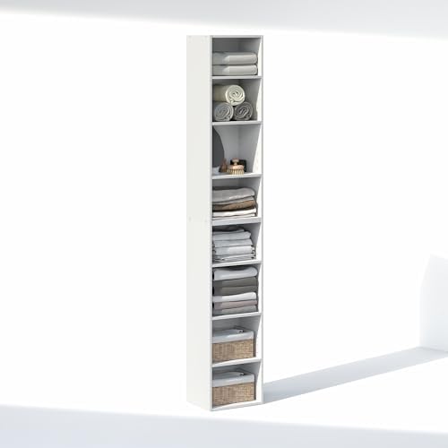 Furinno PASIR 8-Tier Closet Organizers and Storage, Open Shelf, Storage Organizer, 12-Inch Width, for Closet, Bedroom, White - Image 4