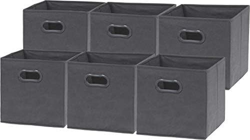 Simple Houseware 11-Inch Foldable Cube Storage Bins with Handles, Dark Gray by SimpleHouseware