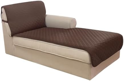 U-NICE HOME Sectional Couch Cover Chaise Lounge Cover, Coffee/Beige by U-NICEHOME