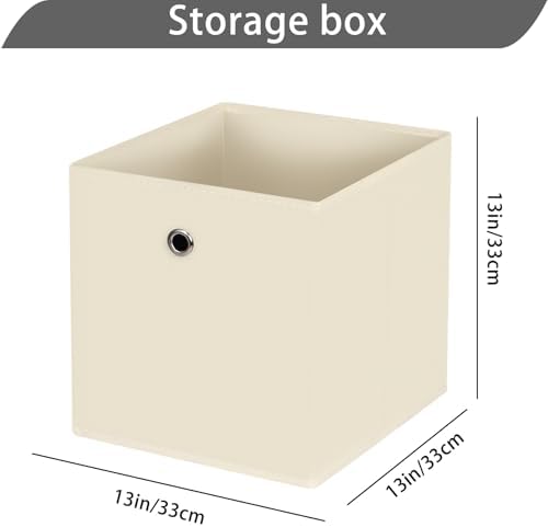 13x13x13 storage cube bins,collapsible fabric storage cubes Decorative storage basket,13 inch Record cube storage box for shelves,shelf,drawer,bathroom organizer,Set of 3 (Creamy-White） - Image 2