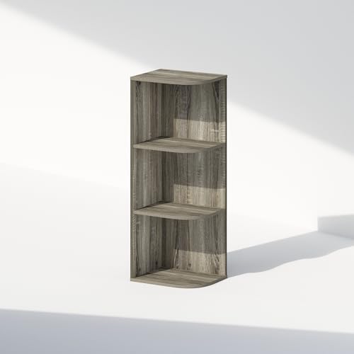 Furinno Reed Corner Shelf, 3-Tier Corner Bookshelf, Book Shelf, Corner Shelves, Storage Rack, for Organization and Storage, Home Office, Living Room, French Oak - Image 5