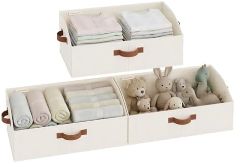 StorageWorks Closet Storage Bins Trapezoid, Ivory White, Large, 3-Pack by StorageWorks