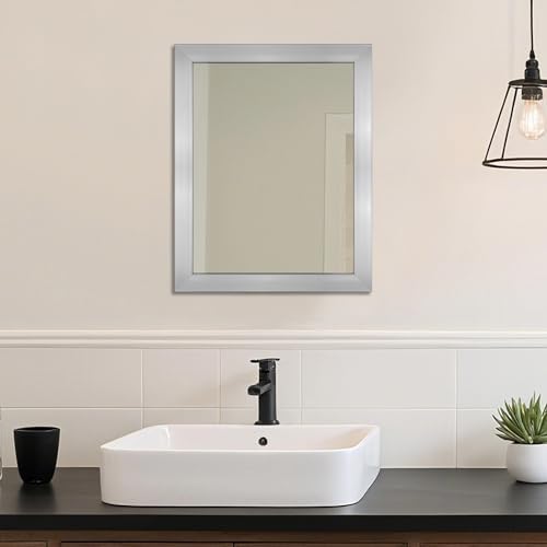 Rectangular Wall Mirror 20x16 Inch Bathroom Mirror for Over Sink, Nickel - Image 2