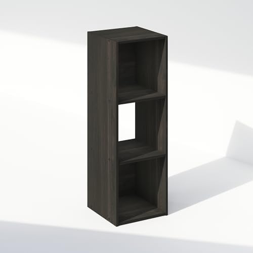 Furinno PELLI Book Shelf, 3-Cube Bookshelf, Cube Storage Organizer Bookcase, 11.7 x 12.1 x 35.4, for Living Room, Bedroom, Home Office, Espresso - Image 3