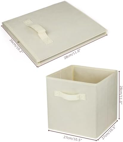 2 Pcs Storage Cubes, 10.5 Inch Collapsible Storage Bins, Fabric Foldable Bins for Organization, Durable Storage Bins for Closet, Shelves, Offices (Beige) - Image 3