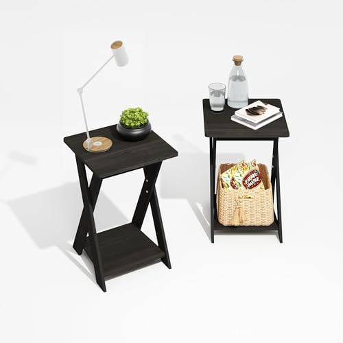 Furinno Modern Simplistic Set of 2 X-Legs Side Table, Black Espresso - Image 4