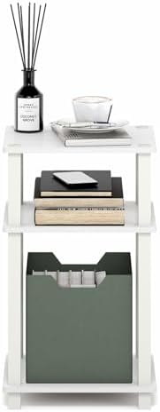 Furinno JUST Toolless 3-Tier Side Table, Open Shelf End Table, White - Image 6