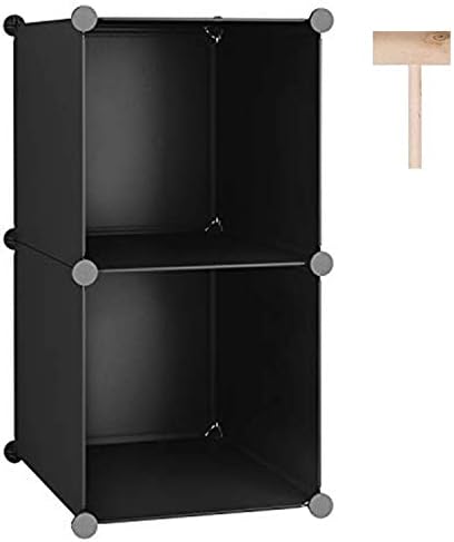 C&AHOME Modular Bookcase, 2-Cube Storage Organizer, Plastic Shelves, Black by CAHOME