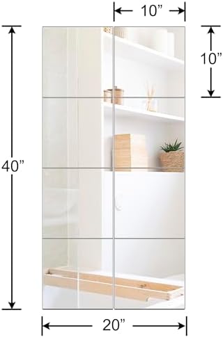 Full Length Mirror Tiles, 10" x 10" x 8PCS Frameless Wall Mounted Mirror - Image 3