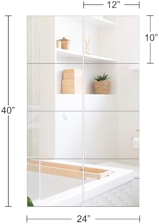 Full Length Mirror Tiles, 12" x 10" x 8PCS Frameless Wall Mounted Mirror - Image 3