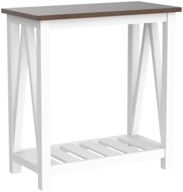 ChooChoo Farmhouse End Table Set of 2, Narrow Side Table with Shelf - Image 4