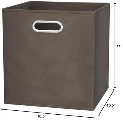 Amazon Basics Collapsible Fabric Storage Bins with Handle, Sturdy Space-Saving Cube Organizer, 10.5" x 10.5" x 11", Taupe, 6-Pack - Image 5
