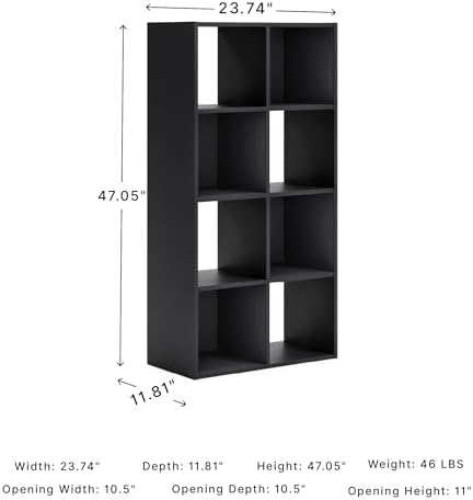 Signature Design by Ashley 8 Cube Storage Organizer, Black Bookcase - Image 3