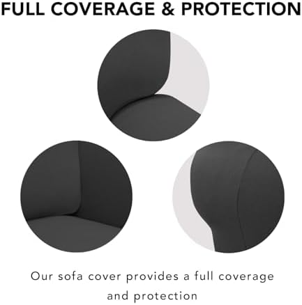 PureFit Super Stretch Sofa Slipcover – Spandex Non Slip Soft Couch Sofa Cover, Washable Furniture Protector with Non Skid Foam and Elastic Bottom for Kids, Pets (Oversized, Dark Gray) - Image 4
