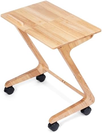 FLYJOE TV Tray Table, TV Dining Table with Casters for Small Spaces, Solid Wood End Table, Sofa Couch Side Table Removable Snack Tray for Coffee Bed Sofa Eating Writing Reading Living Room Bedroom by FLYJOE