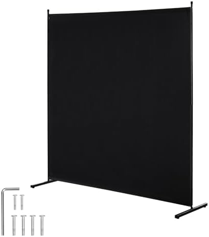 VEVOR Room Divider, Single Panel Room Divider, 6FT Privacy Screen Indoor, Partition Divider for Room Separation, Freestanding Room Divider Panel for Office, Bedroom, Black by VEVOR