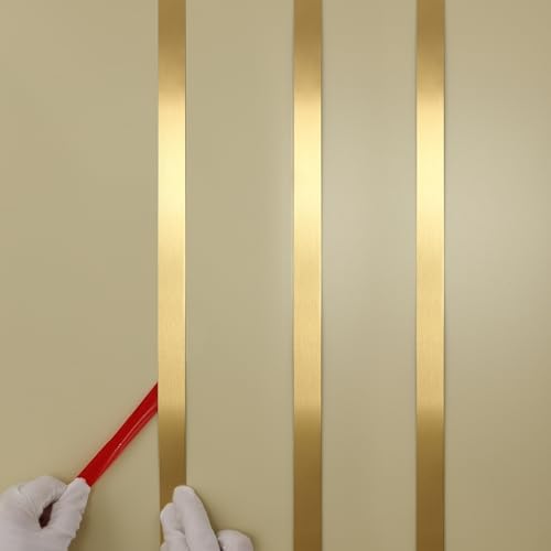 Gold Metalized Brushed Finish Molding Trim, Peel and Stick Strip for Mirror Frame, Wall, Fireplace and Home DIY Decoration (16.4 ft x 1.6 inch) by Taaizau