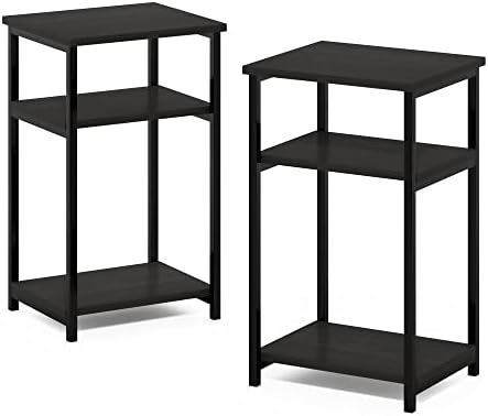 Furinno JUST 3-Tier Metal Frame Telephone Table, Set of 2, Espresso - Image 6