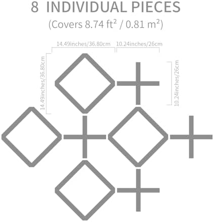PVC Modular Decorative Fretwork Wall Panels for Living Room Lobby Bedroom, 8PCS Cross Grid-White Matte White Finish - Image 6