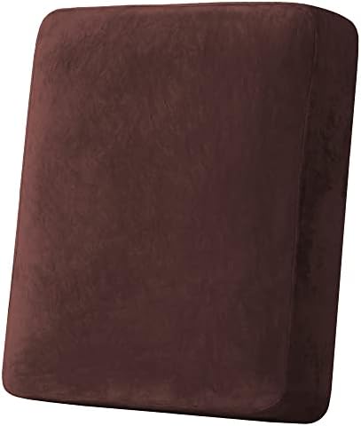 H.VERSAILTEX Velvet Stretch Couch Cushion Cover Plush Cushion Slipcover for Chair Cushion Furniture Protector Seat Cushion Sofa Cover (1 Piece Armchair Cushion Covers, Brown) by HVERSAILTEX