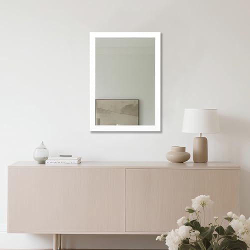 Bathroom Mirror for Over Sink 28x20 Inch Rectangular Wall Mirror, White - Image 4