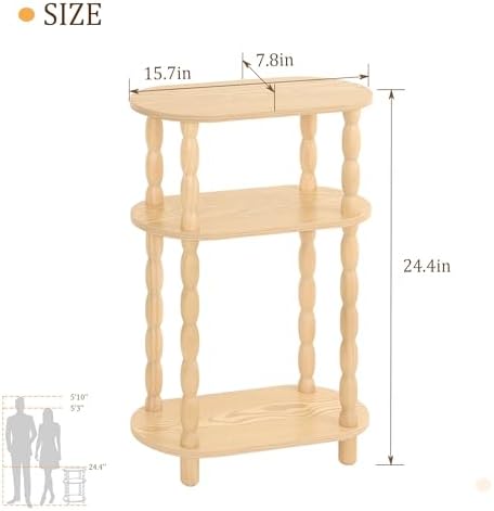 MaxSmeo Narrow End Table, Small Narrow 3-Tier Side Table for Small Spaces - Image 3